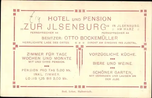 Ak Ilsenburg am Nordharz, Hotel und Pension Zur Ilsenburg