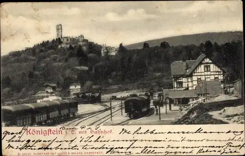 Ak Königstein im Taunus, Bahnhof, Eisenbahn