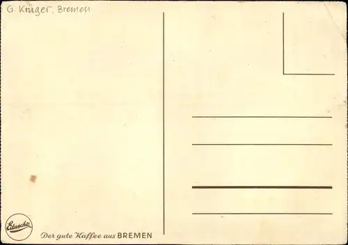 Künstler Ak G. Krüger, Hansestadt Bremen, Eduscho Kaffee