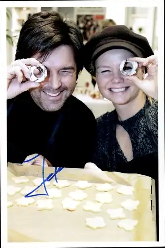 Ak Sänger Thomas Anders und Schauspielerin Annette Frier, Portrait, Autogramm