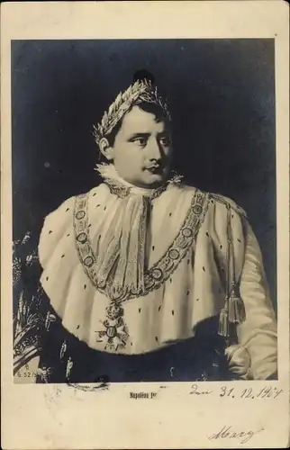 Ak Napoleon I., Portrait, Lorbeerkranz