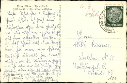 Ak Tiefenbach Oberstdorf im Oberallgäu, Haus Hermann