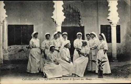 Ak Casablanca Marokko, Infirmieres de la Societe de Secours aux Blesses