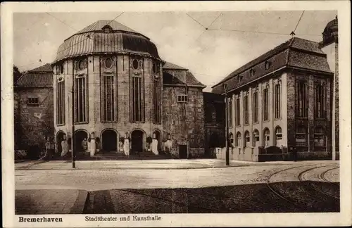 Ak Bremerhaven, Stadttheater und Kunsthalle