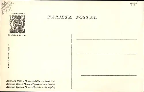 Ak Exposicion Internacional de Barcelona 1929, Avenue Queen Maria Christina