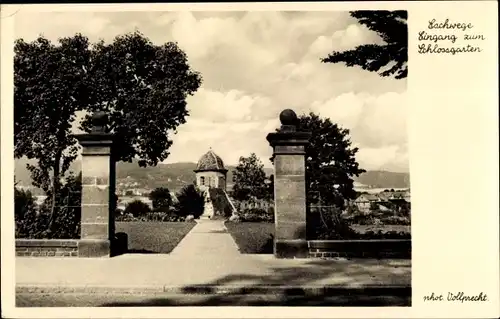 Ak Eschwege an der Werra Hessen, Eingang zum Schlossgarten