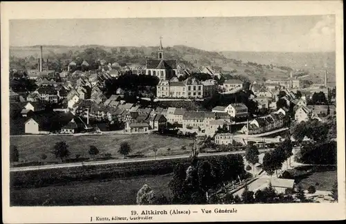 Ak Altkirch Elsass Haut Rhin, Blick auf die Ortschaft, Kirche