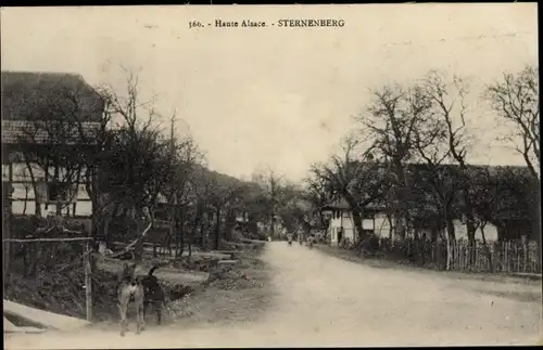 Ak Sternenberg Elsass Haut Rhin, Straßenpartie, Wohnhäuser