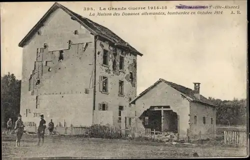 Ak Bréchaumont Elsass Haut Rhin, La Maison des Douanes allemandes, bombardee 1914