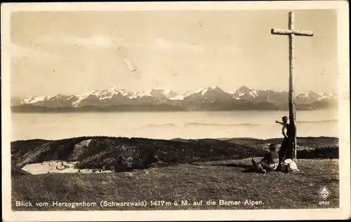 Ak Bernau im Schwarzwald, Blick vom Herzogenhorn auf die Berner Alpen