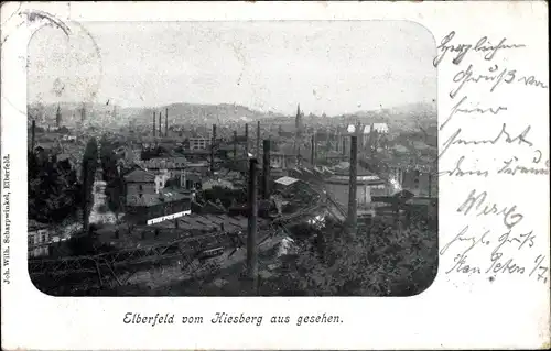 Ak Elberfeld Wuppertal, Schwebebahn, Blick vom Kiesberg