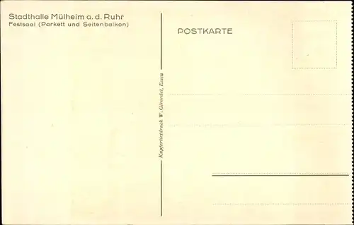 Ak Mülheim an der Ruhr, Stadthalle, Festsaal