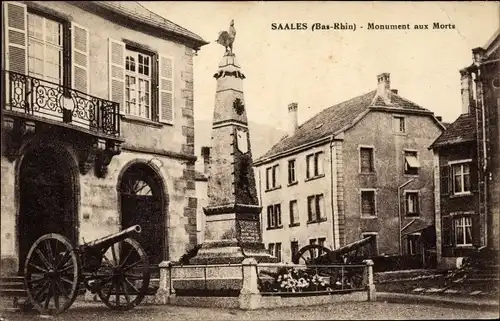 Ak Saales Saal Elsass Bas Rhin, Monument aux Morts