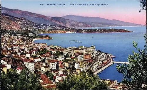 Ak Monte Carlo Monaco, Vue d'ensemble et le Cap Martin