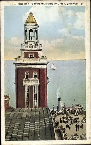 Ak Chicago Illinois USA, One of the Tower, Municipal Pier