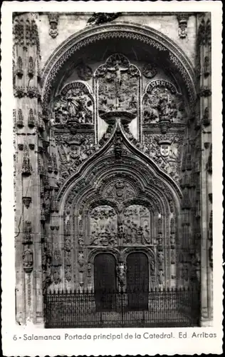 Ak Salamanca Kastilien und León, Portada principal de la Catedral