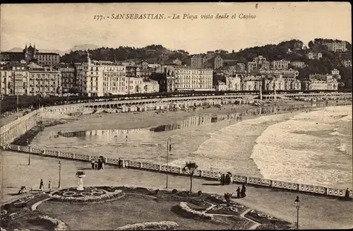 Ak Donostia San Sebastian Baskenland, La Playa vista desde el Casino