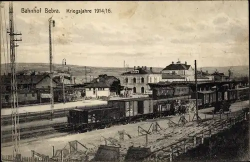 Ak Bebra an der Fulda Hessen, Bahnhof, Gleisseite, Eisenbahn, 1. WK