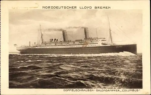 Ak Norddeutscher Lloyd Bremen, Salondampfer Columbus