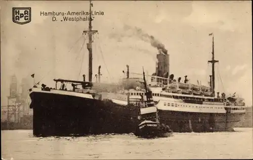 Ak Dampfer Westphalia, HAPAG