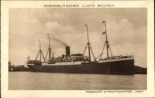 Ak Dampfer Main, Frachtschiff, Norddeutscher Lloyd Bremen