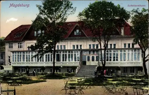 Ak Magdeburg, Schützenhaus, Terrasse