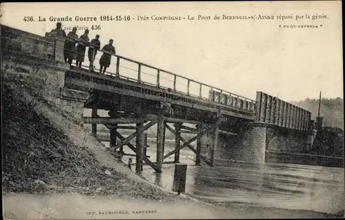 Ak Compiègne Oise, Le Pont de Berneuil sur Aisne