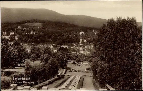 Ak Baden Baden am Schwarzwald, Blick vom Paradies