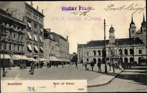 Ak Magdeburg, Markt, Rathaus