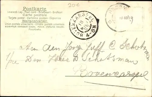 Jugendstil Präge Litho Portrait einer Frau mit Blumen im Haar