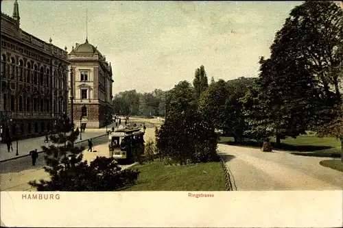 Ak Hamburg Mitte Altstadt, Ringstraße, Straßenbahn