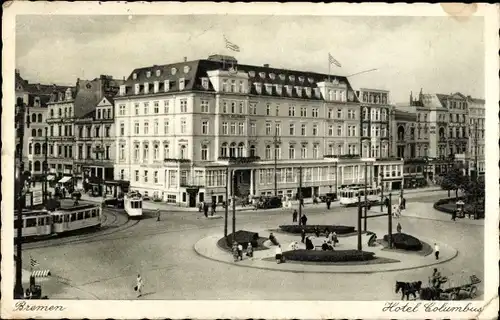 Ak Hansestadt Bremen, Hotel Columbus, Straßenbahn