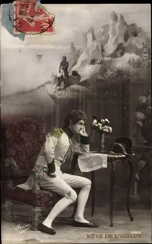 Ak Nachdenklicher Napoleon am Tisch, Reve de l'Aiglon, Schauspieler