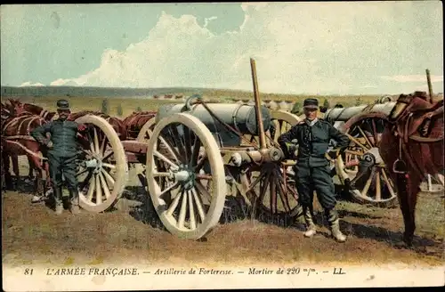 Ak L'Armee francaise, Artillerie de Forteresse, Mortier de 220 mm, französ. Geschütze