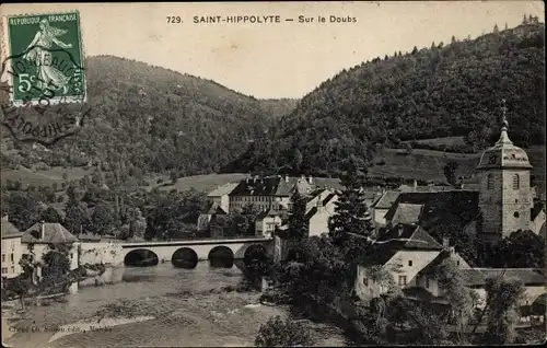 Ak Saint Hippolyte Doubs, Sur le Doubs