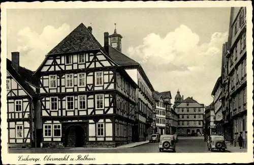 Ak Eschwege im Werra Meißner Kreis, Obermarkt und Rathaus, Fachwerkhaus, Autos