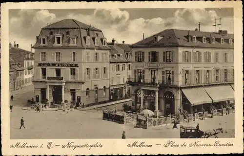 Ak Mulhouse Mülhausen Elsass Haut Rhin, Neuquartierplatz