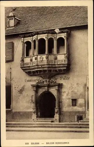 Ak Colmar Kolmar Elsass Haut Rhin, Balcon Renaissance