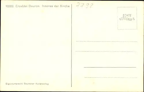 Ak Beuron an der Donau Württemberg, Erzabtei, Inneres der Kirche