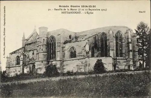 Ak Nettancourt Lothringen Meuse, Bataille de la Marne, L'Énglise