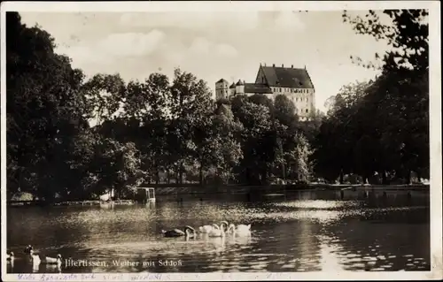 Ak Illertissen in Schwaben, Weiher mit Schloss