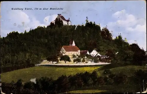 Ak Waldburg in Württemberg, Schloss Waldburg bei Ravensburg, Burg, Gesamtansicht