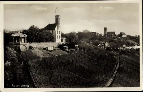 Ak Ravensburg in Württemberg Oberschwaben, Teilansicht, Veitsburg, St. Christina