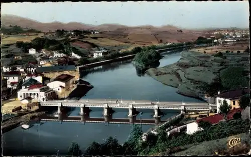 Ak Behobie Urrugne Pyrénées Atlantiques, Le Pont International et l'Ile des Faisans