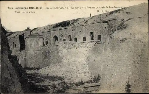 Ak Puisieulx Marne, Le fort de la Pompelle apres le bombardement