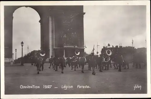 Foto Ak Paris VIII, Triumphbogen, Arc de Triomphe, Convention 1927, Legion Parade