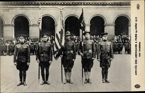 Ak Arrivee des americains a Paris 1917, aux Invalides