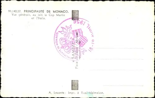 Ak Monaco, Principauté, Vue générale, Cap Martin, l'Italie