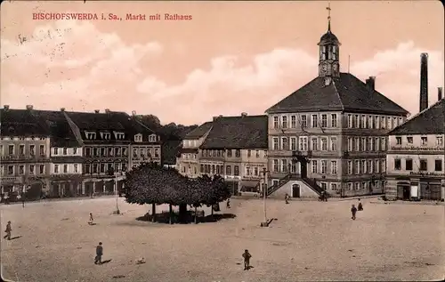 Ak Bischofswerda in Sachsen, Markt, Rathaus