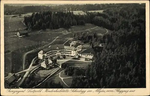 Ak Scheidegg im Allgäu Schwaben, Prinzregent Luitpold Kinderheilstätte, Fliegeraufnahme